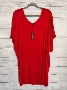Premium Lock & Love | NWT Red Dolman Sleeve Draped Tunic